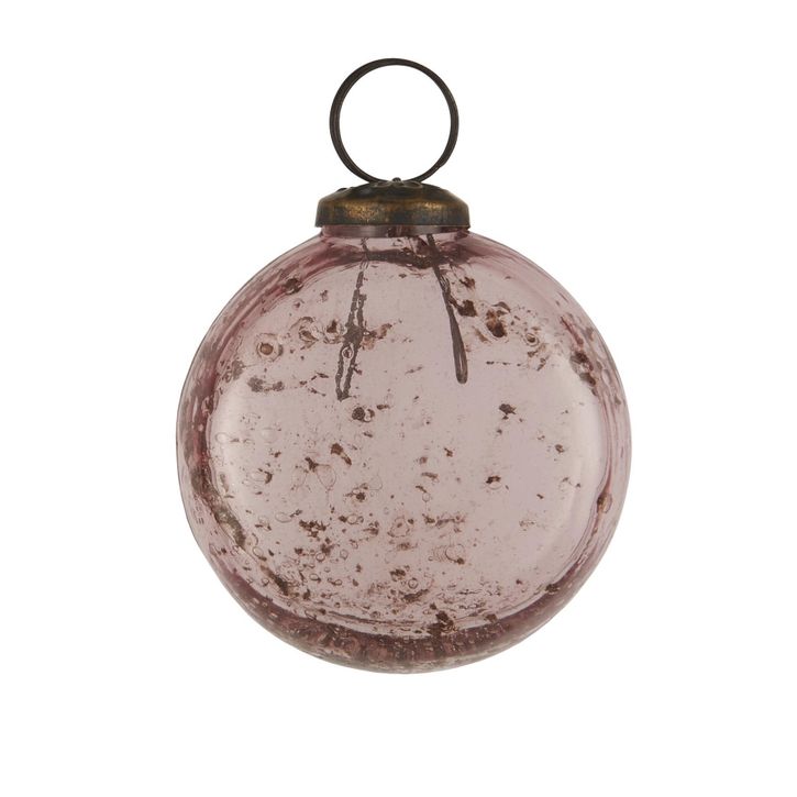 Weihnachtskugel flach Pebbled Glas rosa von Ib Laursen
