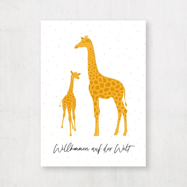 Vorschaubild #1 von Postkarte Giraffe "Willkommen auf der Welt" von Emma Plitt Design