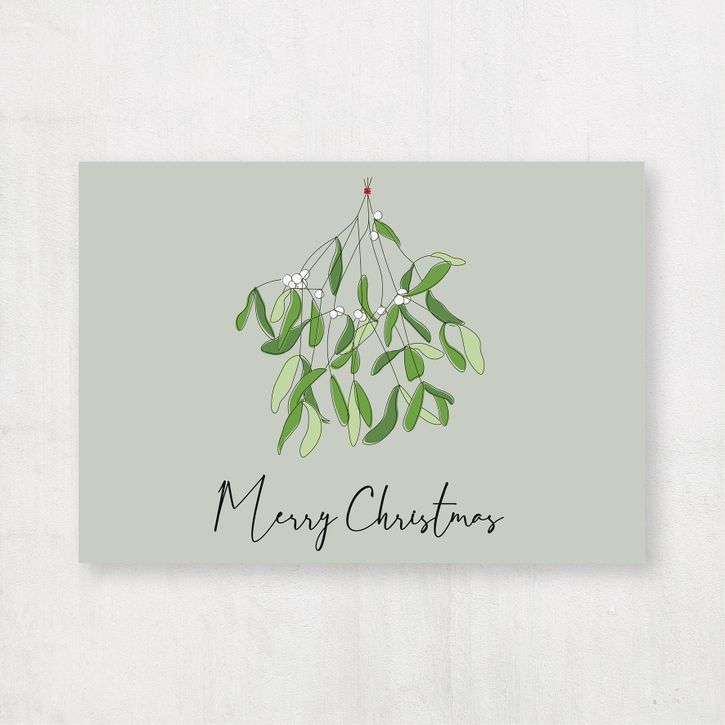 Postkarte Mistelzweig "Merry Christmas" von Emma Plitt Design | 1