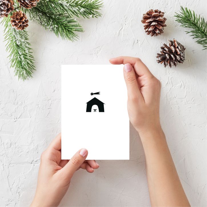 Postkarte Weihnachten Krippe minimalistisch von Emma Plitt Design | 1