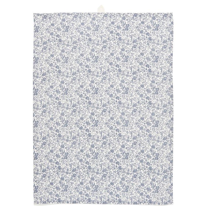 Geschirrhandtuch weiß mit staubig blauen Blumen von Ib Laursen | 2