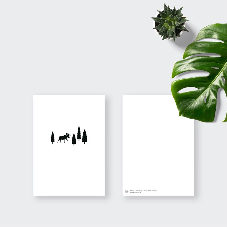 Postkarte Weihnachten Elch im Wald minimalistisch von Emma Plitt Design | 2