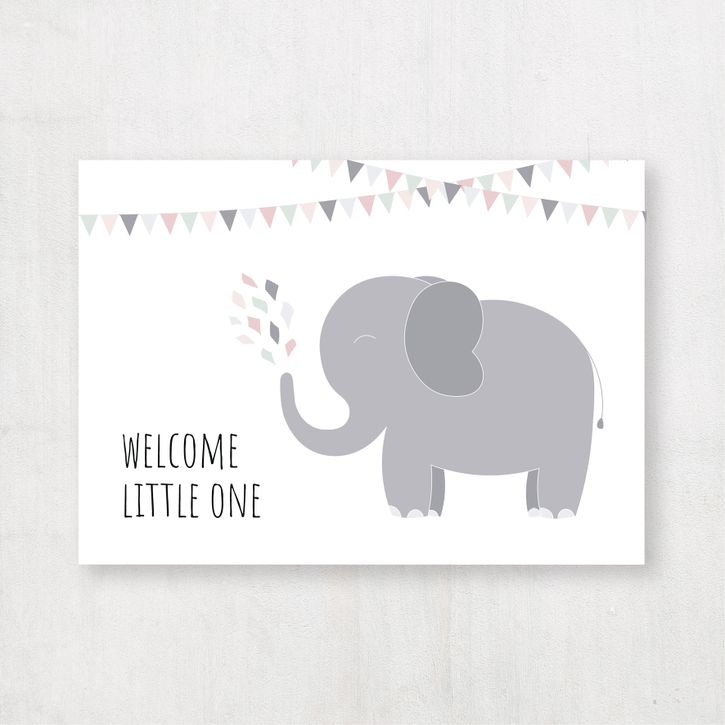 Vorschaubild #1 von Postkarte Elefant "Welcome little one" von Emma Plitt Design
