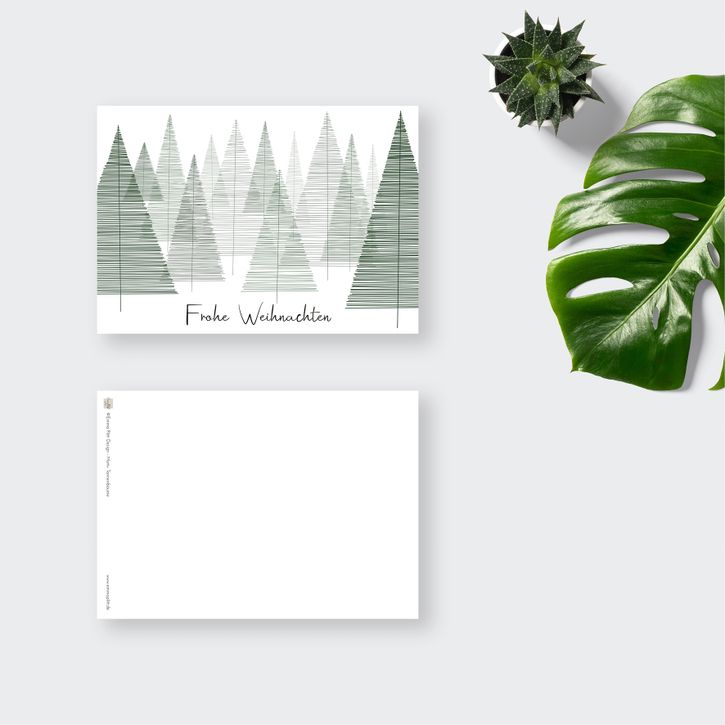 Postkarte Tannenbäume "Frohe Weihnachten" von Emma Plitt Design | 2