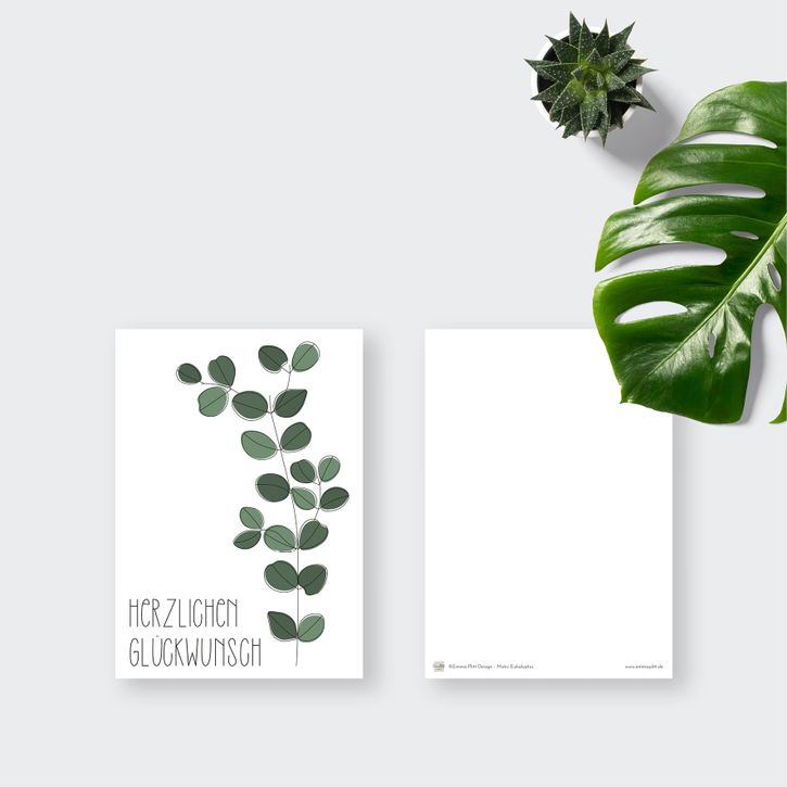 Vorschaubild #2 von Postkarte Eukalyptus "Herzlichen Glückwunsch" von Emma Plitt Design